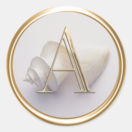 ALL INITIALS Monogram Muschel Beach Tropical Ocean Runder Aufkleber (Vorderseite)