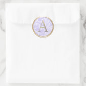 ALL INITIALS Monogramm auf Lavendel Lila Damask Runder Aufkleber (Tasche)