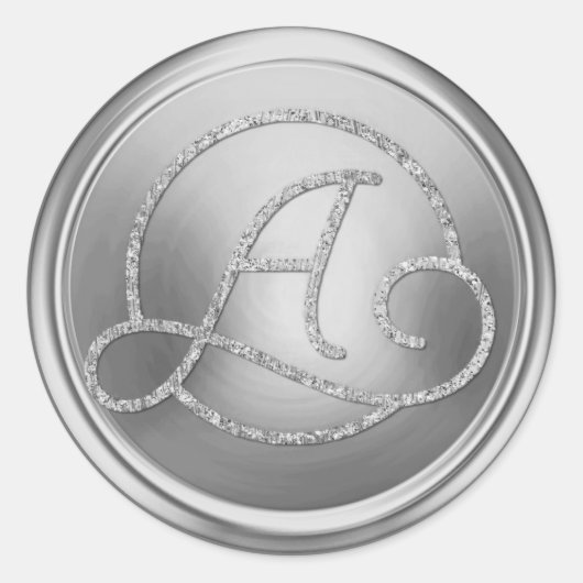 ALL INITIALS Silber Kreis Monogramm Silber Runder Aufkleber (Vorderseite)