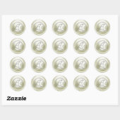 ALL INITIALS Silver Circle Monogram Cream Runder Aufkleber (Blatt)