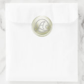 ALL INITIALS Silver Circle Monogram Cream Runder Aufkleber (Tasche)