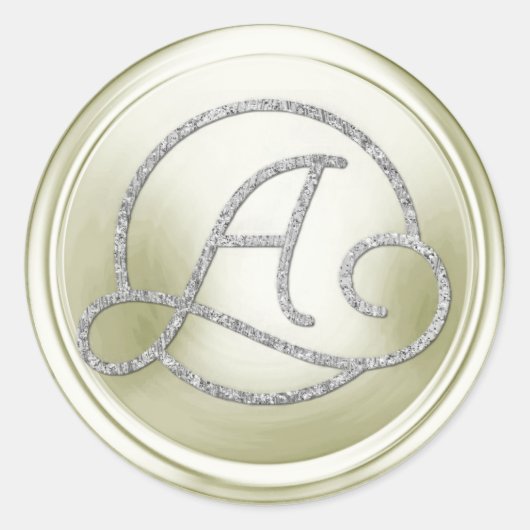 ALL INITIALS Silver Circle Monogram Cream Runder Aufkleber (Vorderseite)
