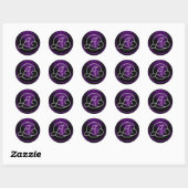 ALL INITIALS Silver Circle Monogram Dark Purple Runder Aufkleber (Blatt)