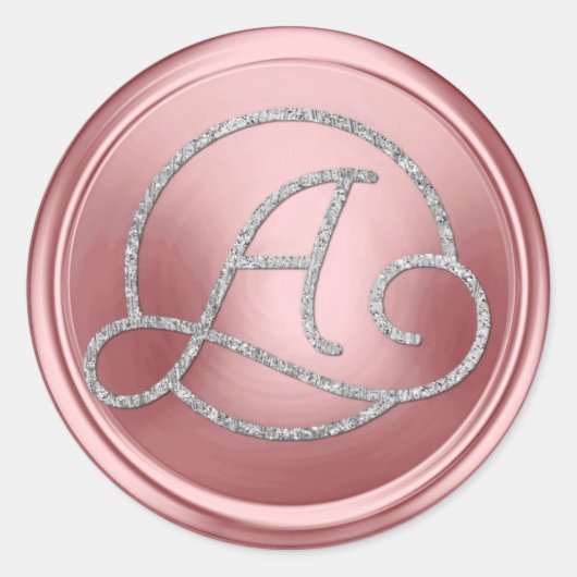ALL INITIALS Silver Circle Monogram Pink Runder Aufkleber (Vorderseite)