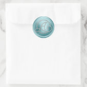 ALL INITIALS Silver Circle Monogram Soft Blue Runder Aufkleber (Tasche)