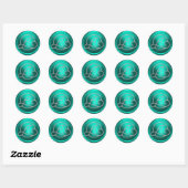 ALL INITIALS Silver Circle Monogram Turquoise Runder Aufkleber (Blatt)