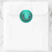 ALL INITIALS Silver Circle Monogram Turquoise Runder Aufkleber (Tasche)
