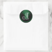 ALL INITIALS Silver Monogram 3 Emerald Green Runder Aufkleber (Tasche)
