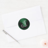 ALL INITIALS Silver Monogram 3 Emerald Green Runder Aufkleber (Umschlag)