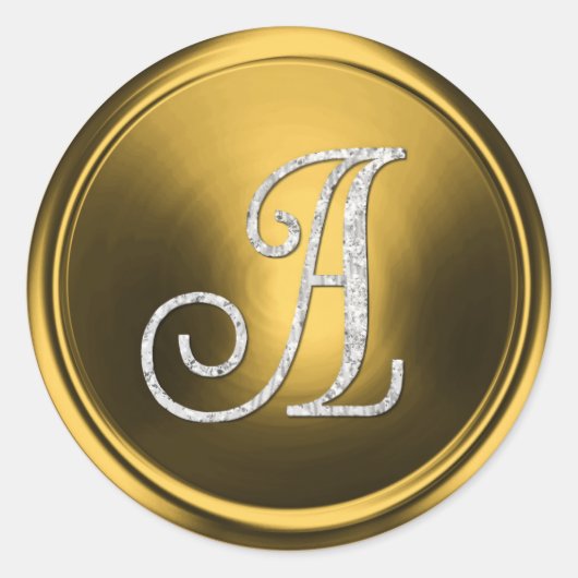 ALL INITIALS Silver Monogram 3 Old Gold Runder Aufkleber (Vorderseite)