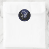 ALL INITIALS Silver Script Monogram Navy Blue Runder Aufkleber (Tasche)