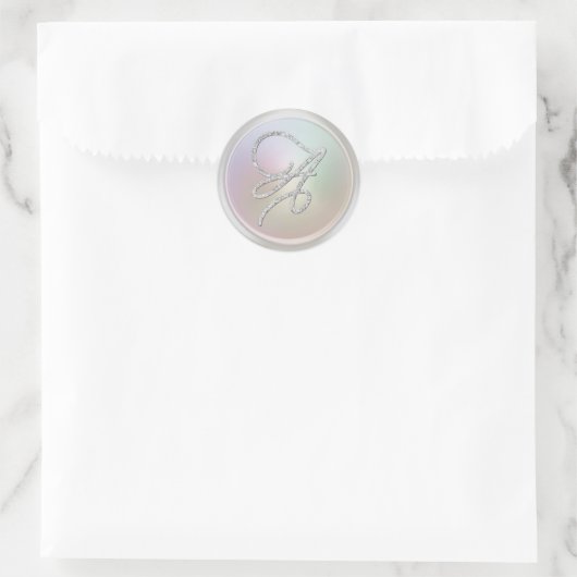 ALL INITIALS Silver Script Monogram Pearl Gray Runder Aufkleber (Tasche)