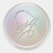 ALL INITIALS Silver Script Monogram Pearl Gray Runder Aufkleber (Vorderseite)