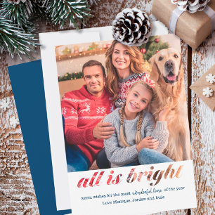 All is Bright Typography Montage Quadratisches Fot Feiertagskarte
