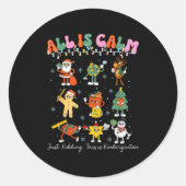 All Is Calm Kindergarten Teacher Christmas Teach M Runder Aufkleber (Vorderseite)