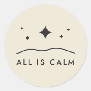 All Is Calm Stern Über Hügeln Minimal Weihnachten Runder Aufkleber