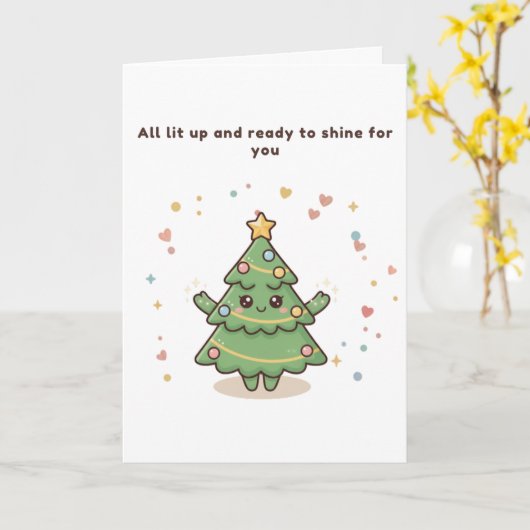 All Lit Up Cute Puchi Dōshi Christmas Tree Card Karte (Gelbe Blume)