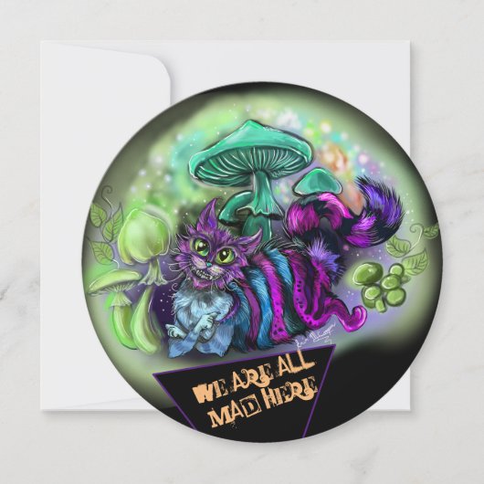 All Mad Here Cat Einladung (Vorderseite)