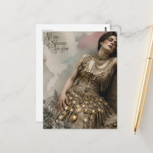 All meine Goldlöffel sind weg Fantasy Vintage Art Postkarte