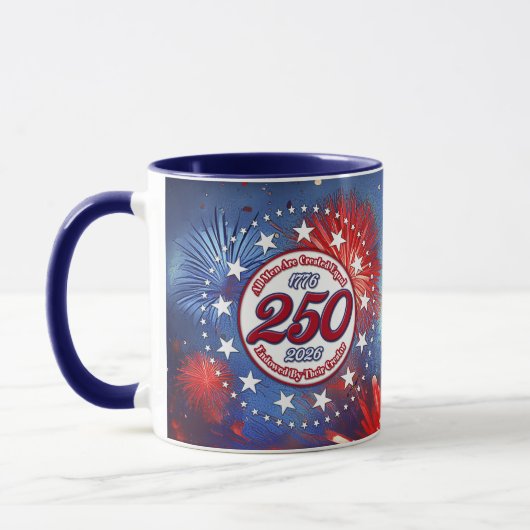  All Men Are Created Graphic Fireworks Burst White Tasse (Links)