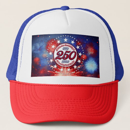  All Men Are Created Graphic Fireworks Burst White Truckerkappe (Vorderseite)