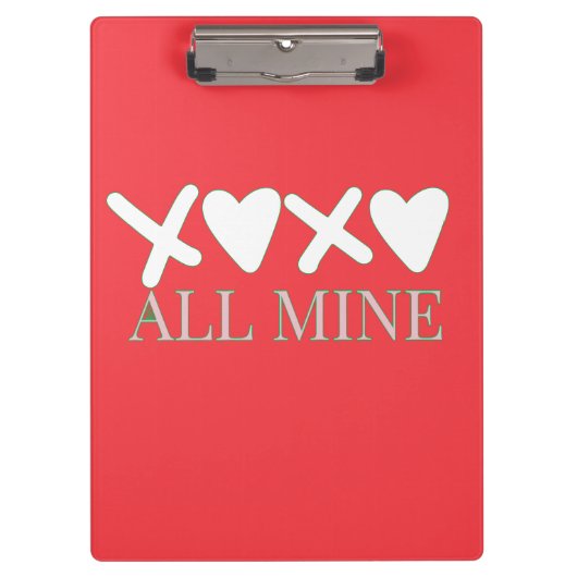 ALL MINE XOXO Valentine Shirt - Minimal Love Desig Klemmbrett (Vorderseite)