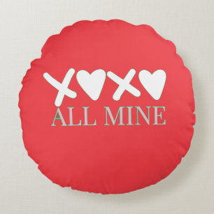 ALL MINE XOXO Valentins-Shirt - Minimalistisches L Rundes Kissen