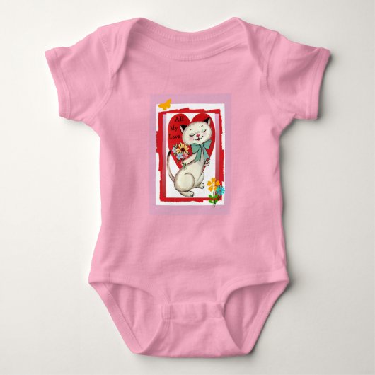 "All My Liebe" Retro Katze Valentine Kleinkind Ruf Baby Strampler (Vorderseite)