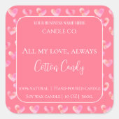 All My Love Valentine – Romantic Pink Candle Label Quadratischer Aufkleber (Vorderseite)