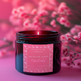 All My Love Valentine – Romantisches Rosa Kerzenla Quadratischer Aufkleber