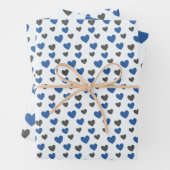 All-Occasion Elegant Blue and Gray Gliding Hearts Geschenkpapier Set (Beispiel)