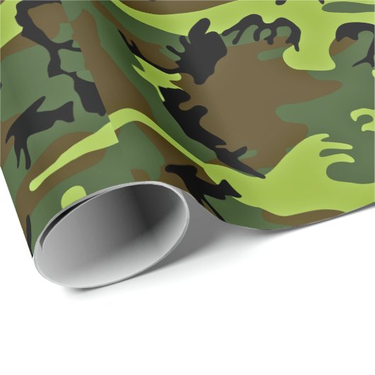 All-occasion green/black hunter camouflage geschenkpapier (Rolleneckpunkt)