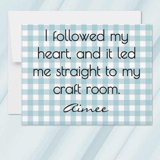 All-Occasion Name Blue and White Gingham Flat Mitteilungskarte