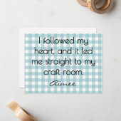 All-Occasion Name Blue and White Gingham Flat Mitteilungskarte (Vorderseite/Rückseite Beispiel)