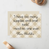 All-Occasion Name Khaki and Cream Plaid Flat Mitteilungskarte (Vorderseite/Rückseite Beispiel)