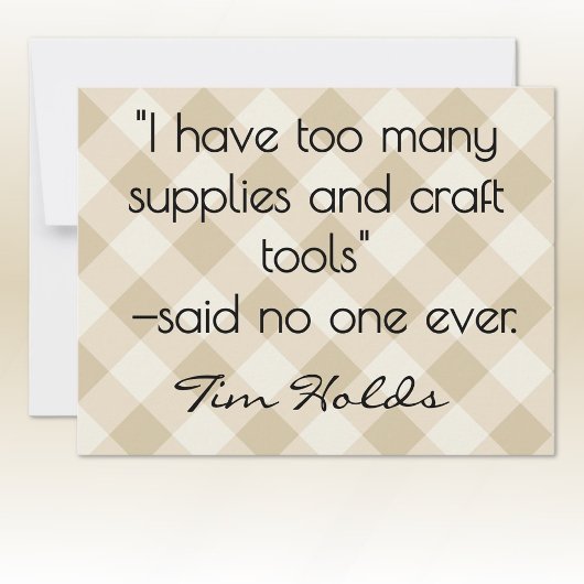 All-Occasion Name Khaki and Cream Plaid Flat Mitteilungskarte