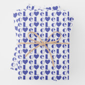 All-Occasion Royal Blue "LIEBE" mit Herzdesign Geschenkpapier Set (Beispiel)