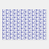 All-Occasion Royal Blue "LIEBE" mit Herzdesign Geschenkpapier Set (Vorderseite)