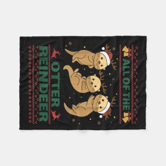 All Of The Otter Reindeer Sweet Christmas Otters Fleecedecke (Vorderseite (Horizontal))