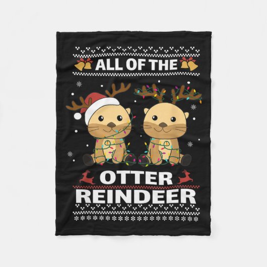 All Of The Otter Reindeer Sweet Christmas Otters Fleecedecke (Vorderseite)