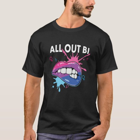 All Out Bi Flag Bisexual Rainbow Pride Bisexuality T-Shirt (Vorderseite)