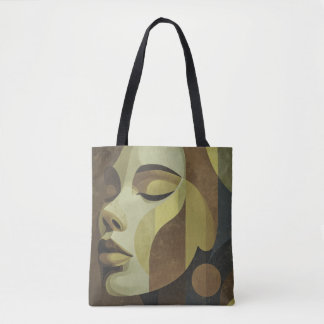 All-Over Abstract Face Shoulder Tote Tasche
