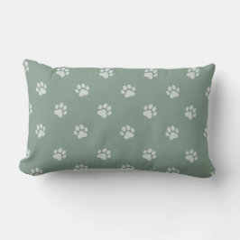 All Over Animal Paw Print Sage Green Lendenkissen
