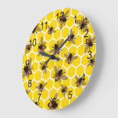 All Over Bees on Honeycomb Wall Clock Große Wanduhr (Winkel)