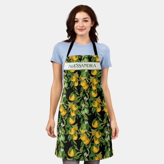 All-over Lemons Muster Personalisiert Küche Schürze (Getragen)