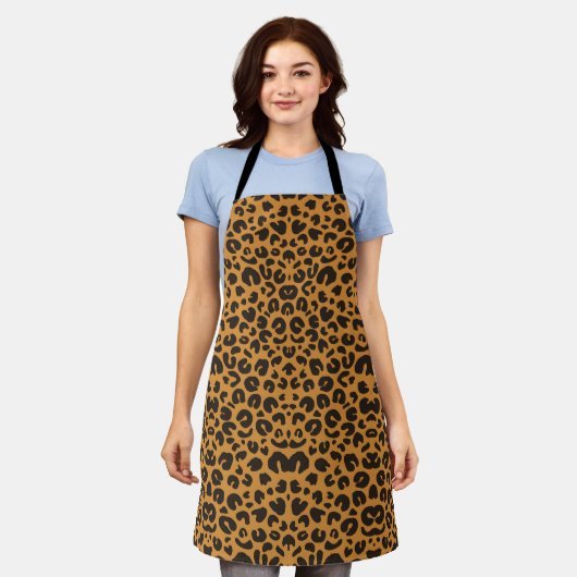 All-Over leopard print black strap Apron Schürze (Getragen)