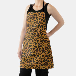 All-Over leopard print black strap Apron Schürze