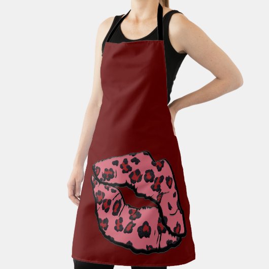 All-over Maroon Leppard Lips Küche Schürze (InSitu)