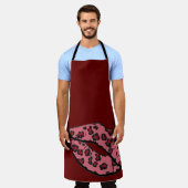 All-over Maroon Leppard Lips Küche Schürze (Getragen)