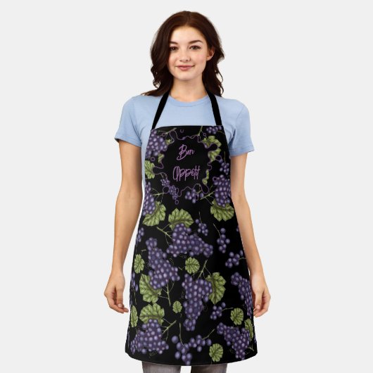All-Over Print Apron Bon Appétit con Uvas Schürze (Getragen)